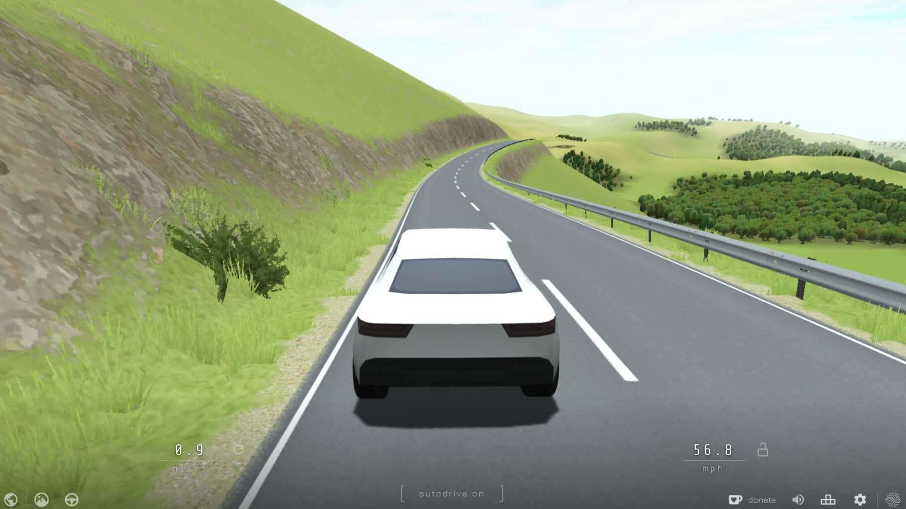 ein screenshot von dem auto-spiele web-spiel slowroads.io
