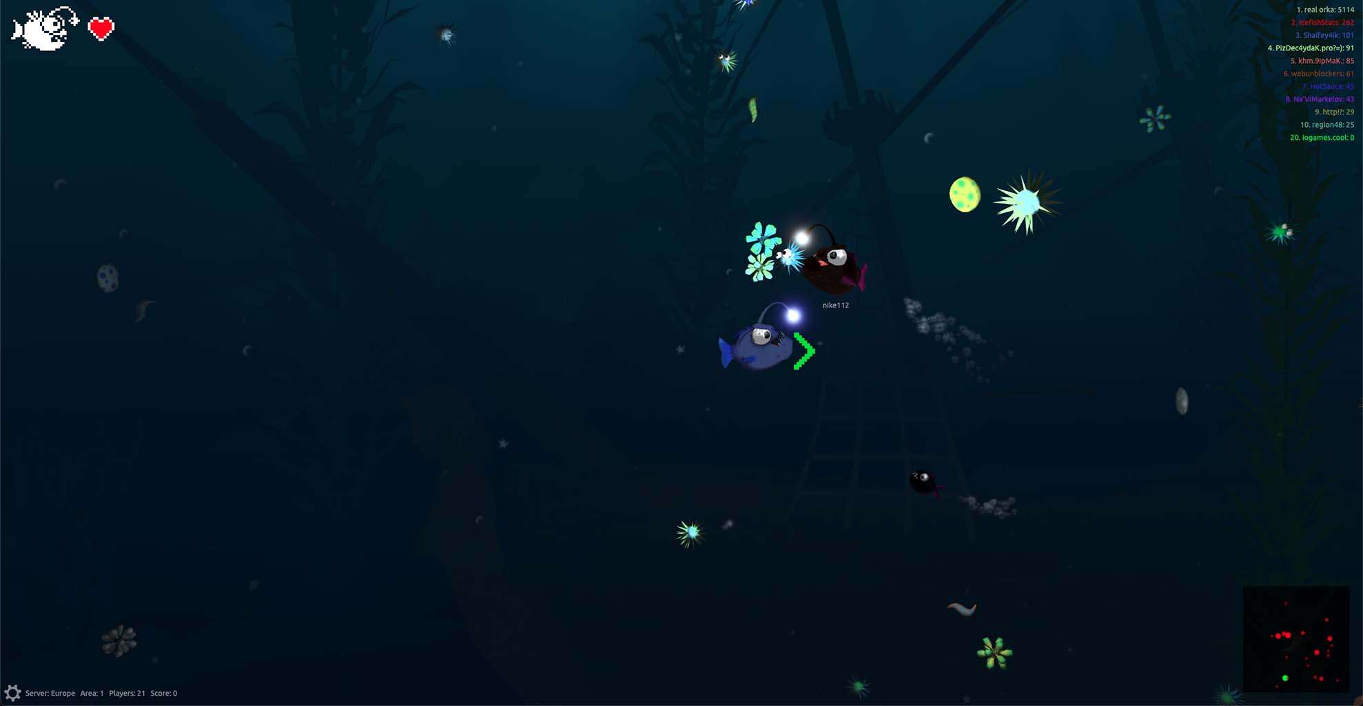 ein screenshot von dem kreatur io-game aquar.io